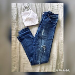 Distressed jeans